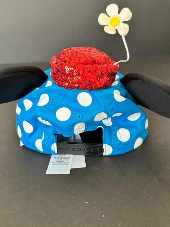 Disney Parks Classic Minnie Mouse Blue Polka Dot Ears Hat NEW main image 5